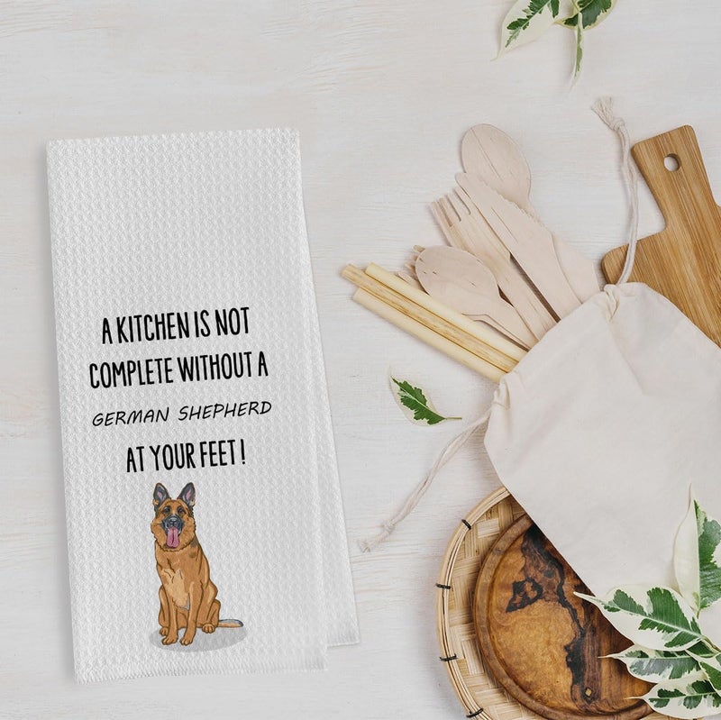 Geqtt German Shepherd Dish Towels - Funny German Shepherd Decorative Waffle Weave Kitchen Towels, Hand Towel, Tea Towel (16×24 Inches) - Image 2